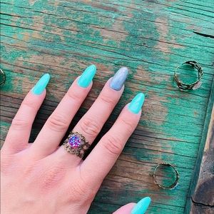 HANDMADE RED DRUZY ADJUSTABLE RING